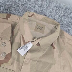 US Military Mens Large Long Tan 3 Color Desert Camo Ripstop Combat BDU Coat